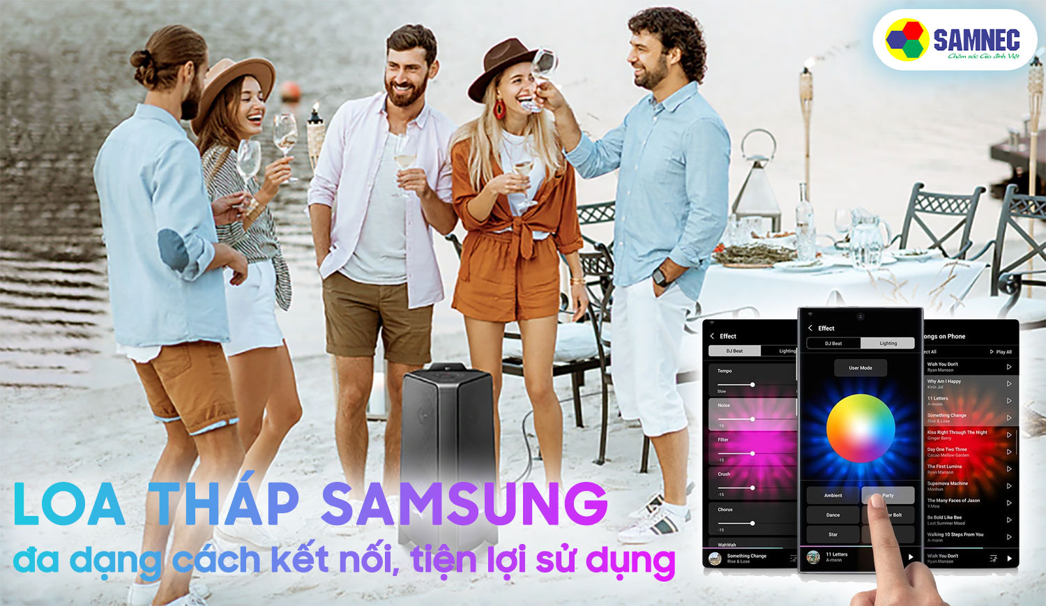 Loa tháp Samsung đa dạng cách kết nối, tiện lợi sử dụng