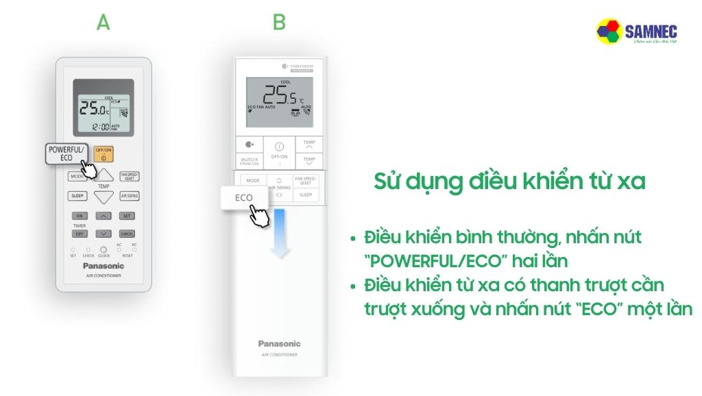 Sử dụng điều khiển từ xa để bật chế độ Eco