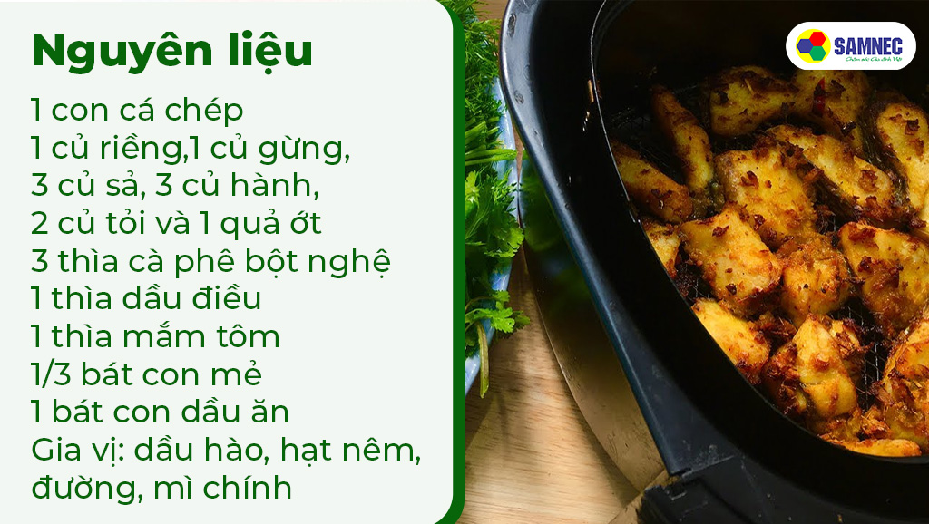 Nguyên liệu cá nướng riềng mẻ bằng nồi chiên không dầu