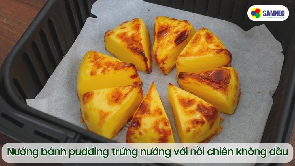Nướng bánh pudding trứng nướng với nồi chiên không dầu