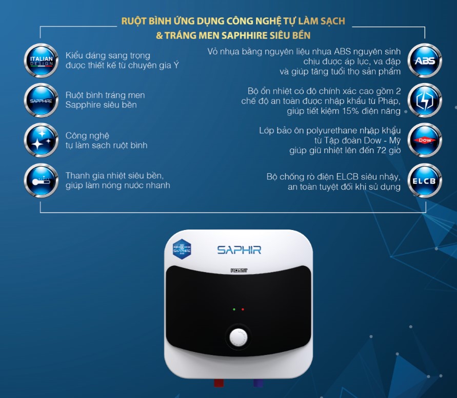 Ruột bình được làm bằng nguyên liệu cao cấp - Samnec điện Máy