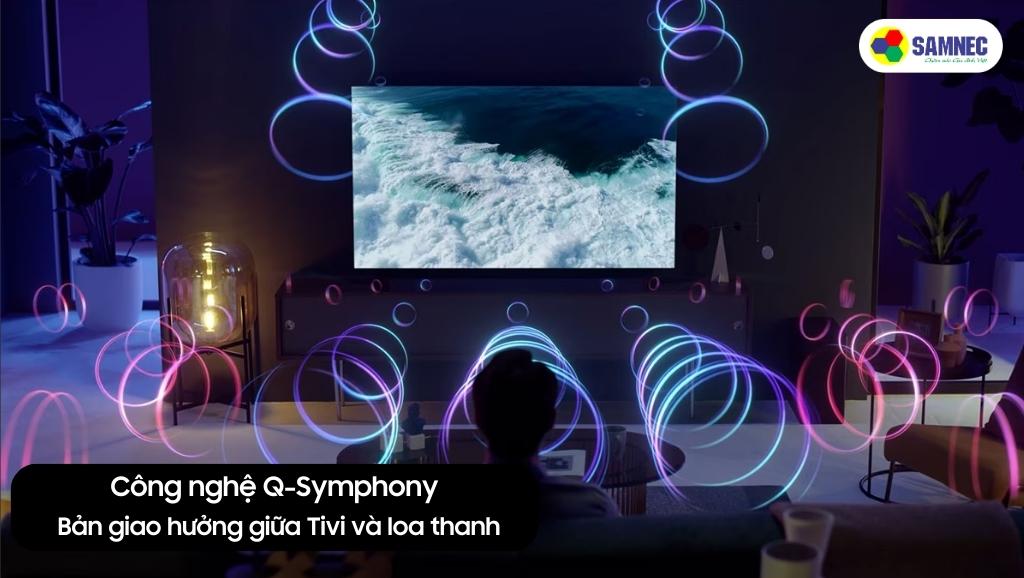 Công nghệ Q-Symphony kết hợp âm thanh giữa Loa thanh và Tivi Samsung Q65A