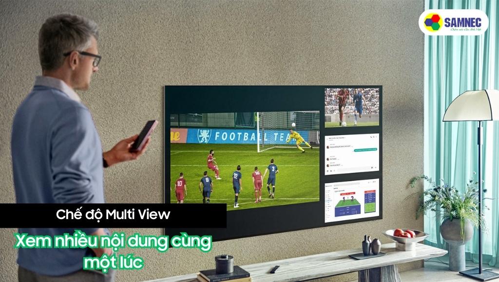Tính năng Multi View hỗ trợ xem đa nền tảng trên một màn hình của Tivi Samsung Q65A
