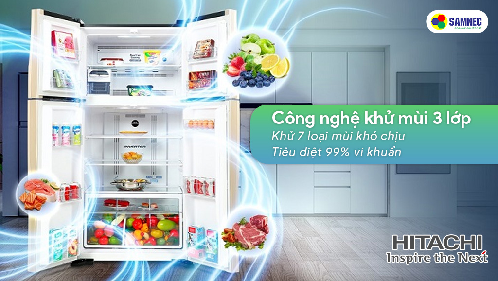 Tủ lạnh Hitachi có công nghệ khử mùi 3 lớp mạnh mẽ