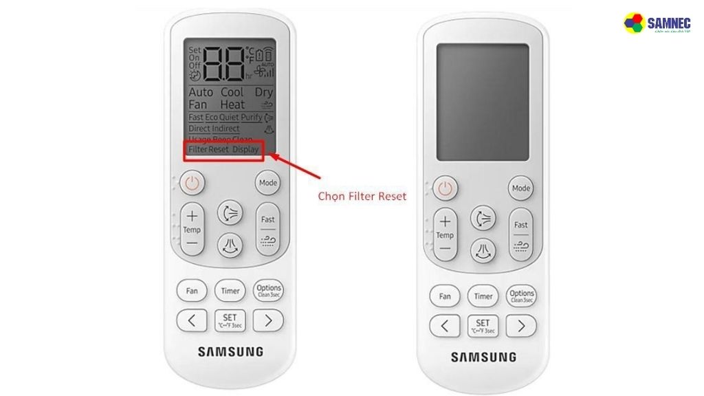 Reset Filter trên remote điều hòa Samsung 