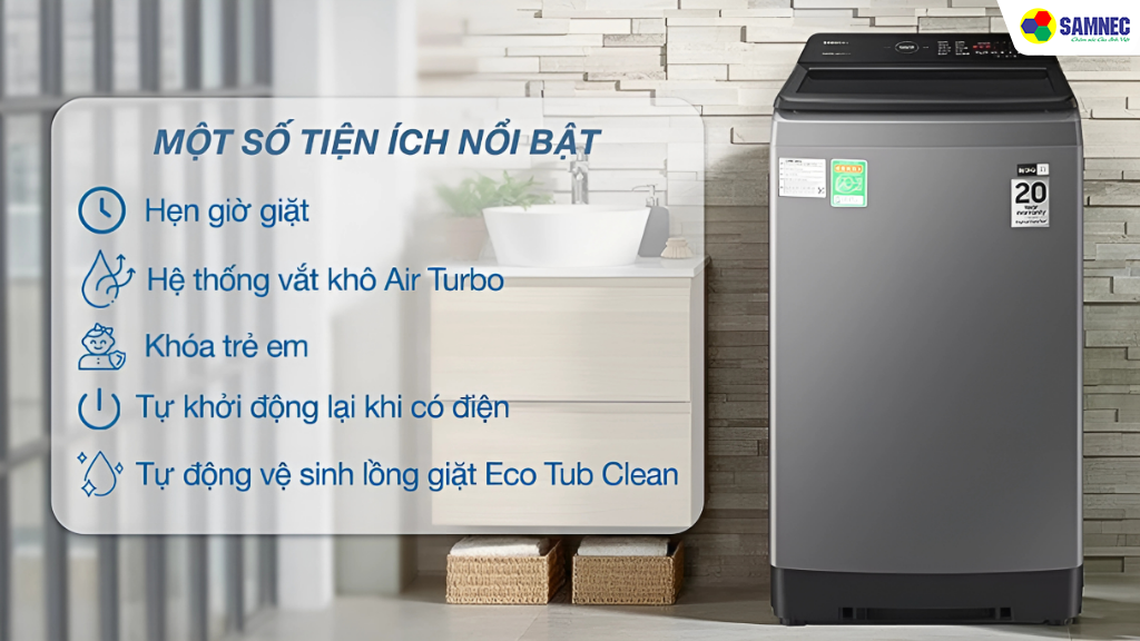  Tiện ích hiện đại trên máy giặt Samsung WA95CG4545BDSV