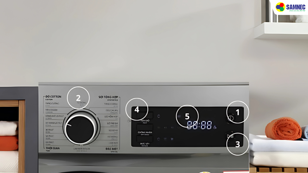 Các nút chức năng trên máy sấy quần áo Toshiba 