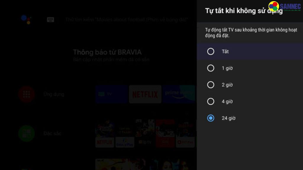 Bước 8:&nbsp;Tại đây bạn tùy chọn thời gian sẽ tắt tivi.