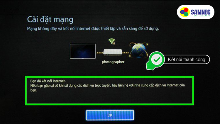 Kiểm tra kết nối Internet của tivi