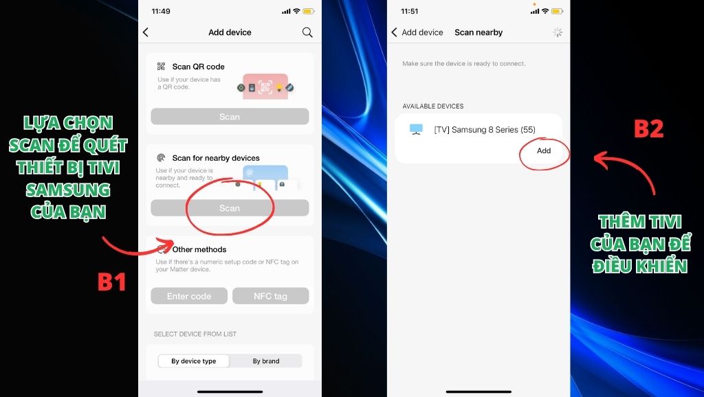 Thêm tivi Samsung vào ứng dụng SmartThings