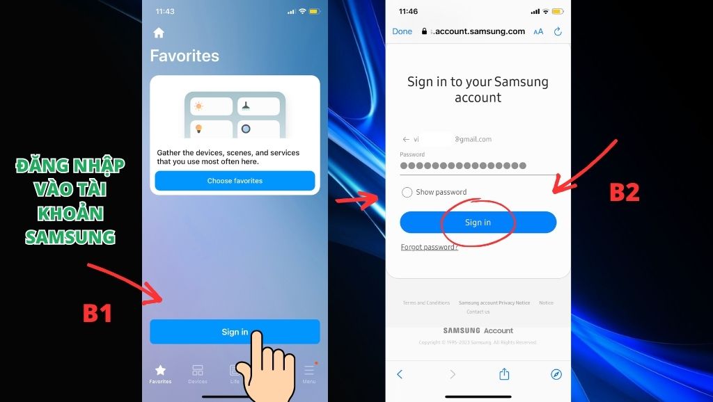 Đăng nhập vào tài khoản Samsung