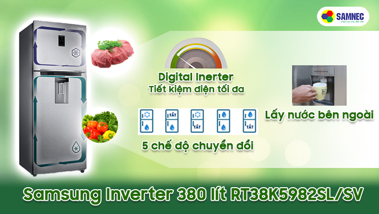 Tủ lạnh Samsung Inverter 380 lít RT38K5982SL/SV