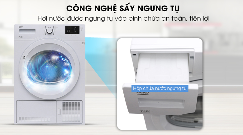 Công nghệ sấy ngưng tụ - Máy sấy quần áo ngưng tụ Beko 8kg DU8133GA0W