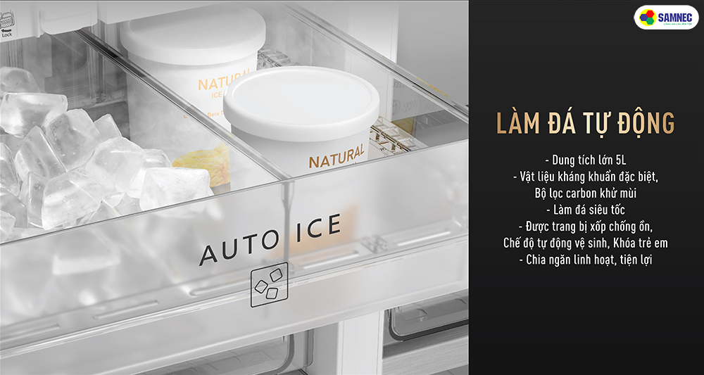 Làm đá tự động, linh hoạt chia ngăn trên Tủ lạnh 6 cửa PRIME+ Edition NR-WY720ZMM