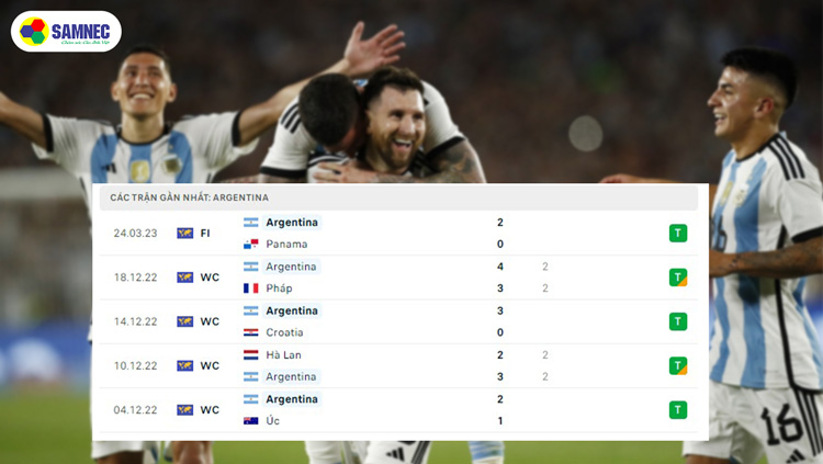 Kết quả Argentina 5 trận gần nhất