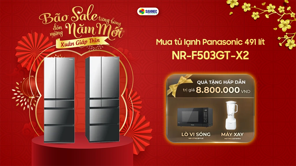 Mua tủ lạnh Panasonic được tặng kèm combo lò vi sóng, máy xay sinh tố trị giá 8.800.000 đồng.