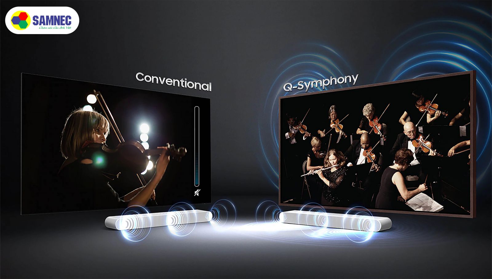 Công nghệ Q-Symphony trên tivi Samsung AU7700