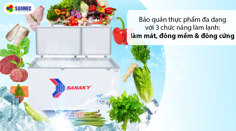Tủ đông Sanaky Inverter 669 lít VH6699HY3 có 3 chế độ linh hoạt