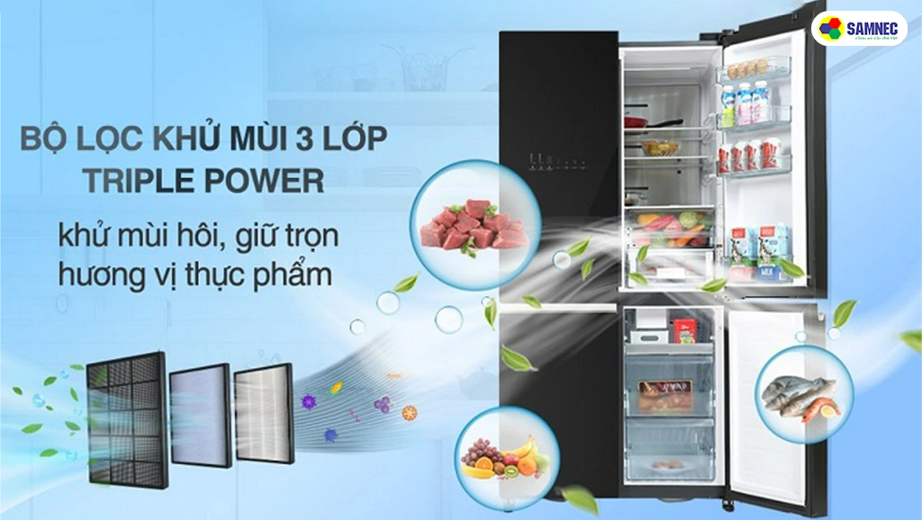 Bộ lọc khử mùi Triple Power loại bỏ mùi hôi trên tủ lạnh Hitachi
