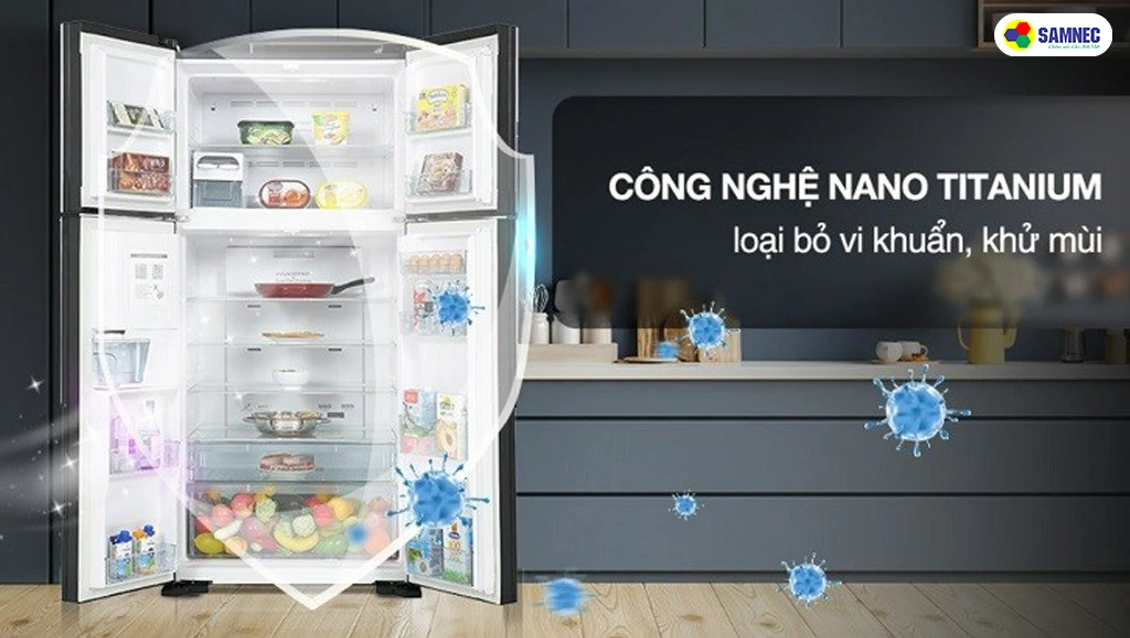 Màng lọc Nano Titanium kháng khuẩn, khử mùi trên tủ lạnh Hitachi