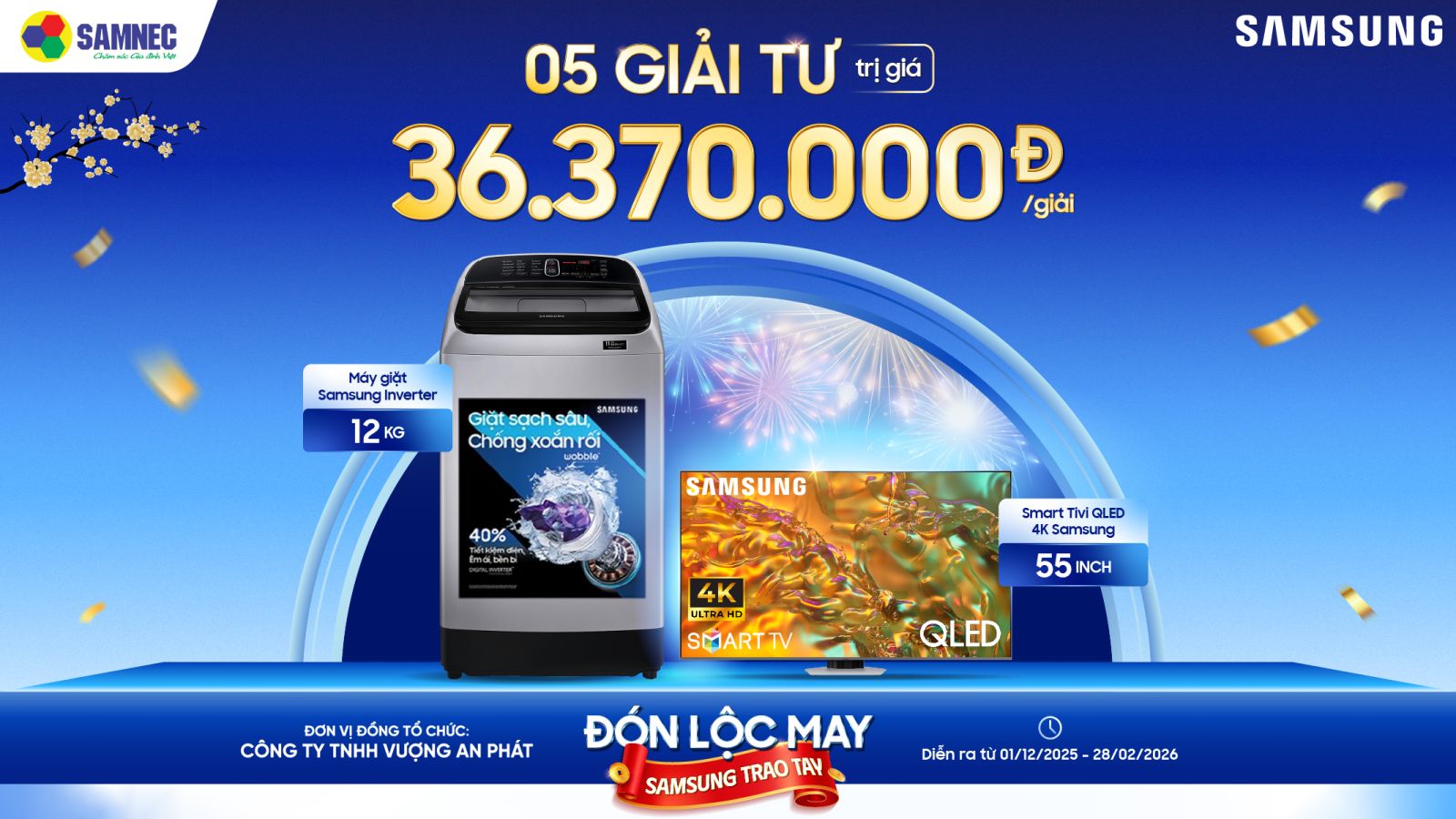 5 Giải Tư: Trọn bộ sản phẩm Samsung mỗi giải trị giá 36.370.000 VNĐ