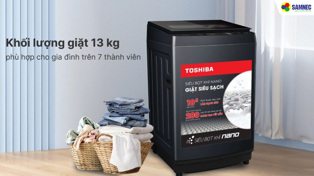 Khối lượng giặt lớn, thích hợp gia đình đông người