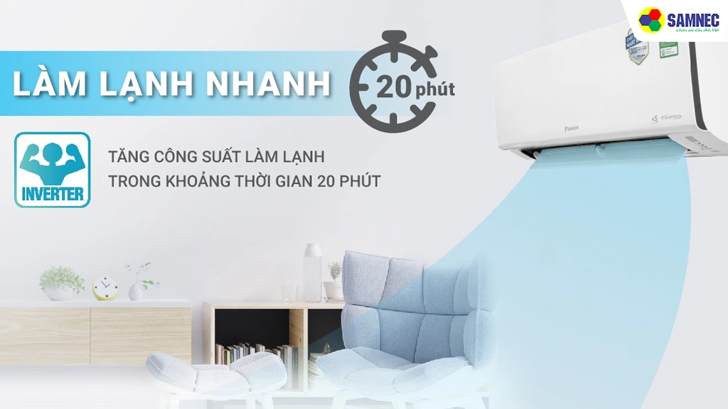 Điều hòa 2 chiều 9.000 BTU Inverter Daikin FTHF25XVMV - Công nghệ làm lạnh nahnh