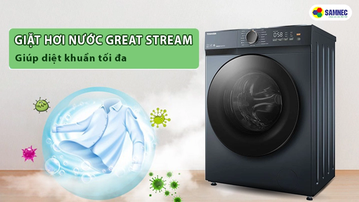 Máy giặt Toshiba TW-T21BU115UWV sử dụng công nghệ giặt hơi nước Great Stream