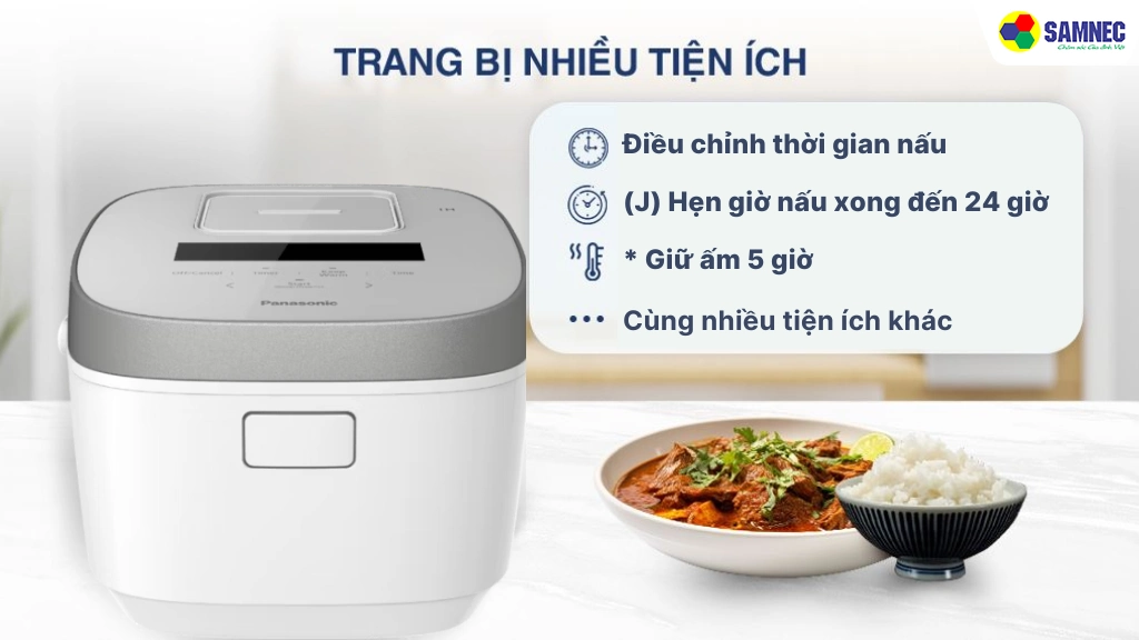 Nồi cơm điện cao tần 1 lít Panasonic SR-HFL103WRA	- Tiện ích