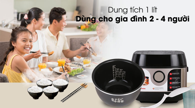 Dung tích nồi cơm điện 1 lít  - Nồi cơm cao tần Toshiba 1 lít RC-10IX1PV.