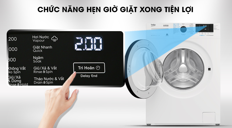 Máy giặt Beko Inverter 8 kg WCV8612XB0ST-Tiện lợi cùng tính năng hẹn giờ giặt xong