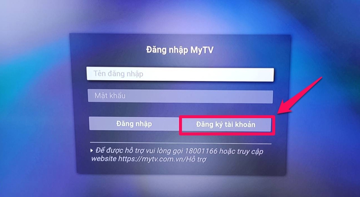 Chọn chữ Đăng ký tài khoản