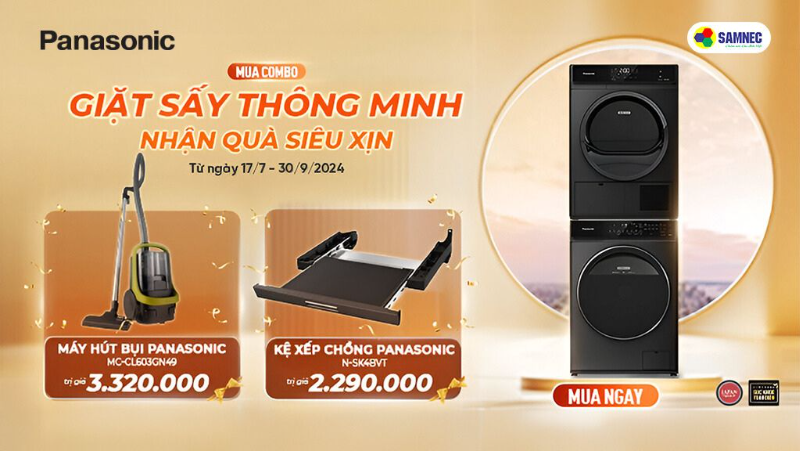 Mua Combo Máy Giặt Sấy Panasonic Thông Minh, Nhận Quà Siêu Xịn