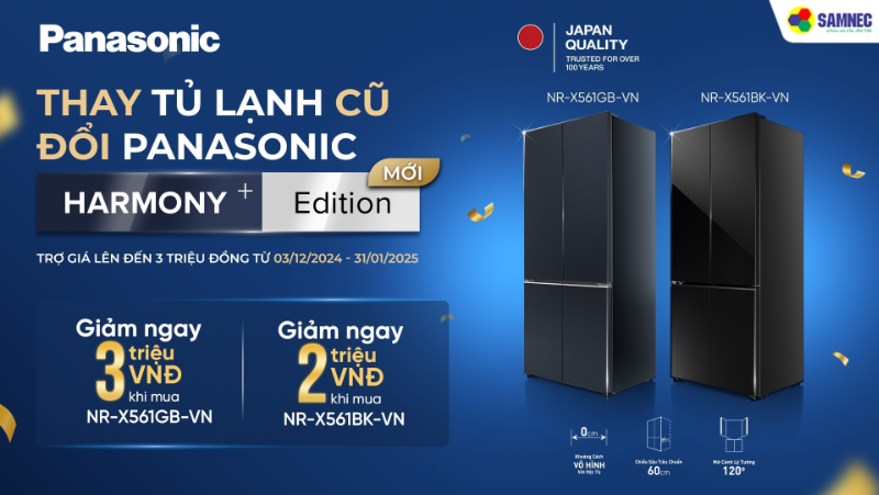 Cuối Năm Rộn Ràng Ưu Đãi Lên Tới 3 Triệu Khi Thay Tủ Lạnh Cũ Đổi Panasonic HARMONY+ Edition Mới 