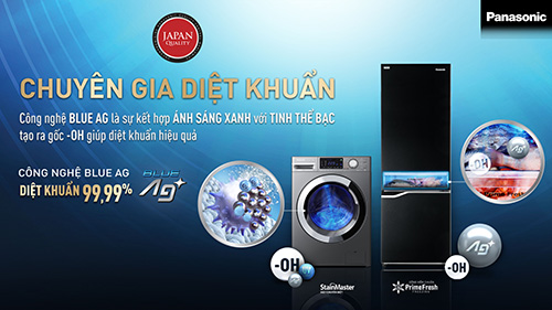 Công nghệ Blue Ag+ chuẩn nhật - Đánh bay 99,99% vi khuẩn trên quần áo