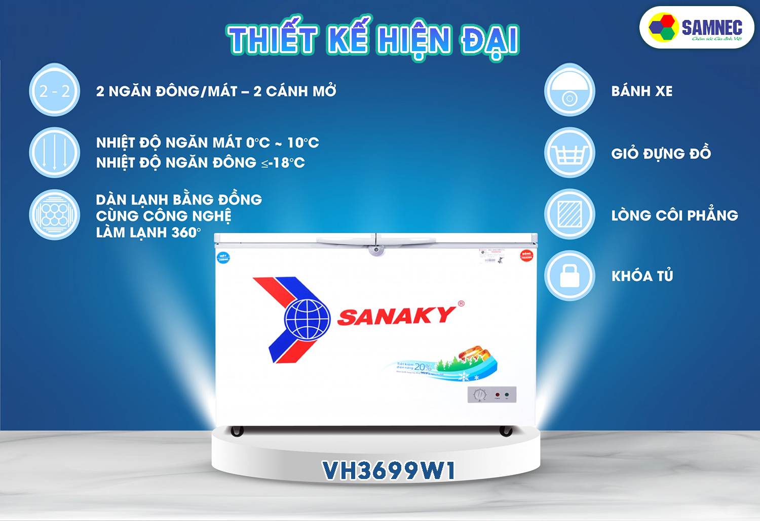 Tủ đông Sanaky 369 lít  VH3699W1 có đáng mua không?