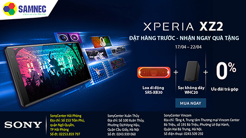 Đặt trước điện thoại Xperia XZ2 nhận ngay quà hấp dẫn